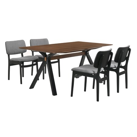 Armen Living Laredo and Lima 5 Piece Black Rectangular Dining Set SETLRDIBLK5D